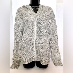 Chaser tan/grey snakeskin jacket with hoodie small